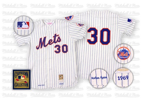 Branded New York Mets 30 Nolan Ryan White Blue Strip Home Throwback MLB Jersey